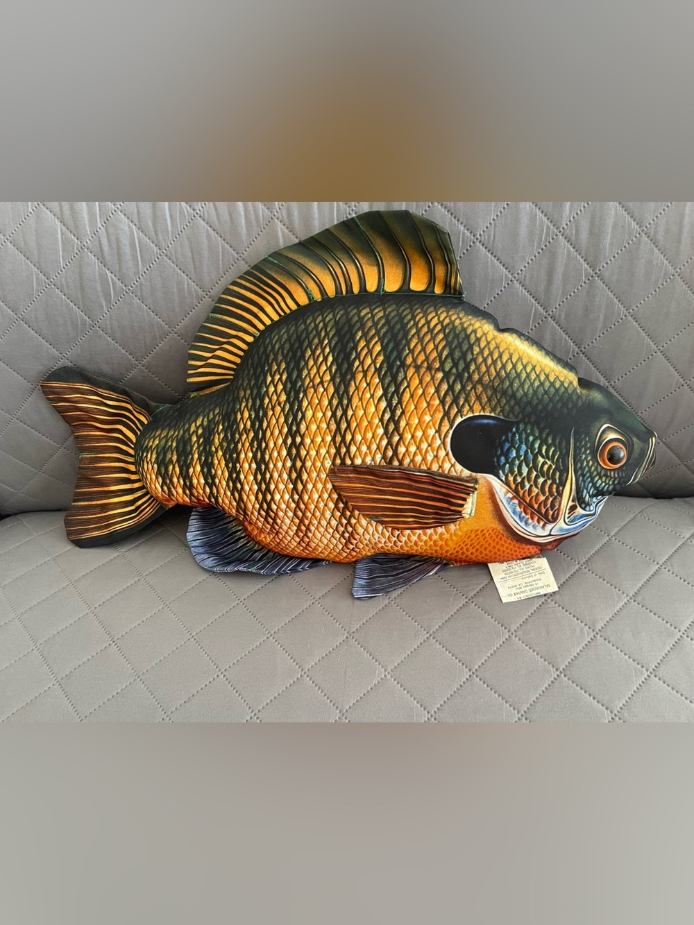 Decorative Sunfish Plush Pillow - Orange & Green Used Good Condition